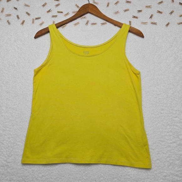 Eileen Fisher Yellow Organic Cotton Lycra Tank Top Women's Size S Sleeveless - Picture 2 of 12